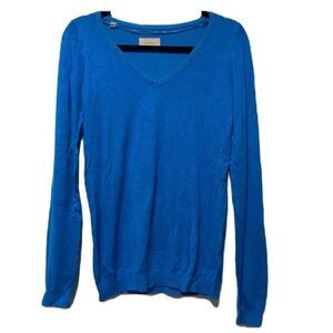 Jachs Blue V-Neck Sweater Top Size Large
